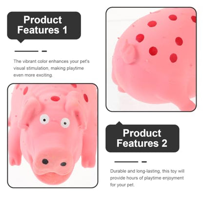 POPETPOP Squeaky Pig Dog Toy, Durable Dots Latex Chew Toy with Sound Squeaker for Small, Medium & Large Dogs Puppies Biting Chasing and Interactive Play (Pink)