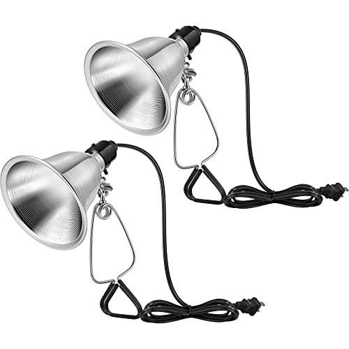 VIVOSUN 2-Pack Clamp Lamp Light with Detachable 5.5 Inch Aluminum Reflector up to 60W E26 Socket (No Bulb Included), 6 Feet Cord, UL Listed - size: 5.5 Inch-2 Pack