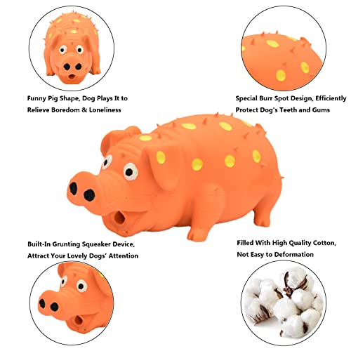 Pig Squeaky Dog Toy, 2 PCS Interactive Rubber Dog Chew Toy - Durable Latex Spot Grunting Pig Toys that Oink for Small Medium Large Dogs (Orange, Blue) - color: Orange, Blue
