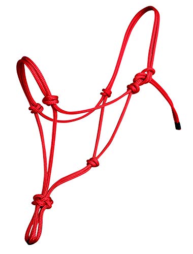 Rope Halters for Horses Training Soft - 11 Sizes - Miniature, Foal, Weanling, Small Pony, Cob/Arab, Horse, Warmblood, Draft - color: Red, size: 10. Draft