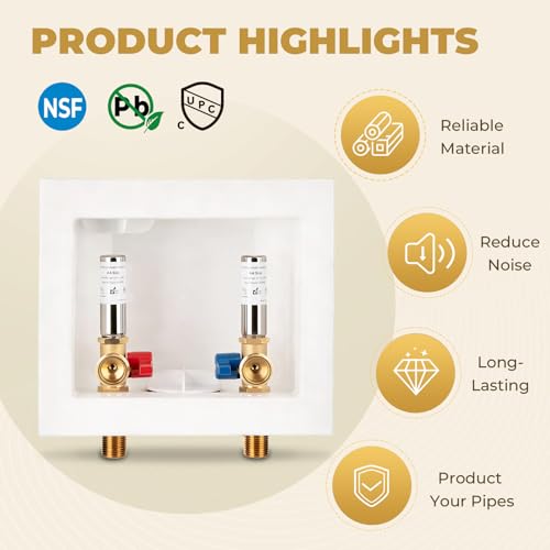 Washing Machine Outlet Box with Stainless Steel Water Hammer Arrestor, 1/2 Inch MIP&SWEAT x3/4 Inch MHT with Center Drain, Washer Faucet Recessed Box, Laundry Washer Valve Outlet Box - color: MIP&Sweat/SS Arrestor