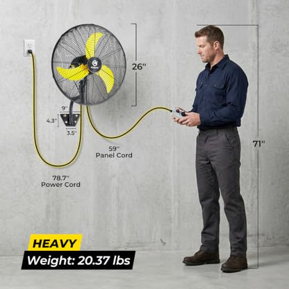 FUGOO 24'' Outdoor Oscillating Wall Fan With All Sealed Brushless DC Motor, 4-Speed Waterproof Outdoor Fan, Heavy Duty Industrial Wall Mount Fans for House,Patios, Commercial, Garage, Warehouse - size: 24-inch