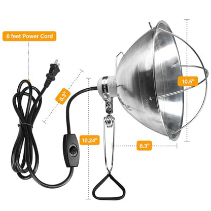 Simple Deluxe 10.5 Inch 2 Pack Clamp Lamp Light with Aluminum Reflector and Ceramic Base, 250-Watt E26 Socket (No Bulb Included) 6 Feet 18/2 SJT Cord - size: 10.5 Inch (250 Watts), style: 2-Pack