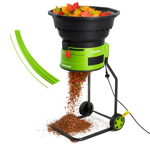 GreenSweep XL Bladeless Leaf Shredder & Mulcher | Powerful 15 Amp, 9,000RPM Motor for 18:1 Reduction Ratio - color: Green