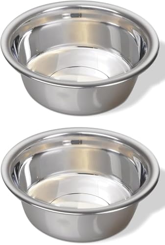2 Pack - 6.75 Cup (1.6 Liter) Stainless Steel Dog Bowls – Metal Dog Food Bowls, Dog Water Bowls, Pet Feeding Bowls, Replacement Bowls for Raised Stands, Rust Resistant, Dishwasher Safe - color: Stainless Steel