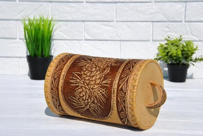 STP GOODS Birch Bark Container | Handcrafted, Natural Material, Eco-Friendly, Versatile Storage, Easy to Clean - color: Pinecones