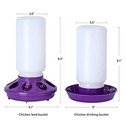 Chick Feeder and Waterer Set no Waste Chicken Water Dispenser 1L Chicken Water Feeder Poultry Waterer Baby Chick Duckling Supplies Starter Kit (Purple) - color: Purple