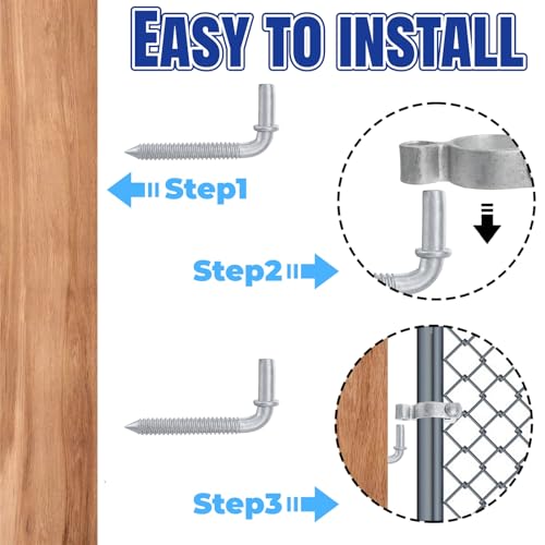 2 Pack Farm Gate Hinge Set, 5/8'' x 2'' Chain Link Fence Frame Gate Post Female Hinge, 5/8" x 4-1/2" Wood Post Male Lag Screw Hinge Pin for Fence Posts
