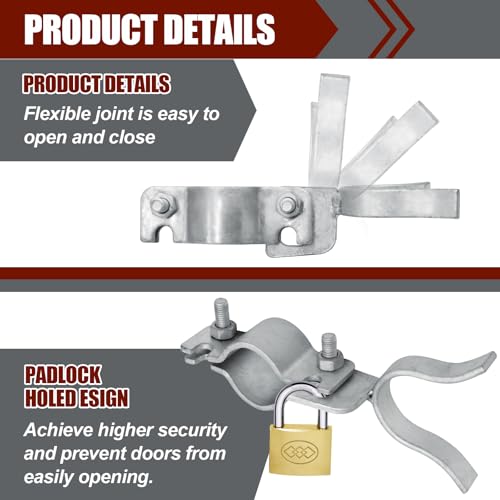 1-3/8" x 1-3/8" Chain Link Gate Latch,Galvanized Fence Gate Latch Fork Latch,Durable Chain Link Fence Lock for Farm Use Property Ownersz(Silver) - size: 1-3/8" x 1-3/8"