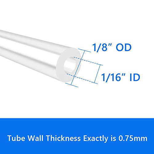 Quickun Pure Silicone Tubing, 1/16" ID x 1/8" OD High Temp Food Grade Tube Pure Silicone Hose Tube for Home Brewing, Beer Line, Kegerator, Wine Making, Aquaponics, Air Hose by Proper Pour (6.56 Ft) - size: 1/16" ID-1/8" OD, style: 6.56Ft (2meters)