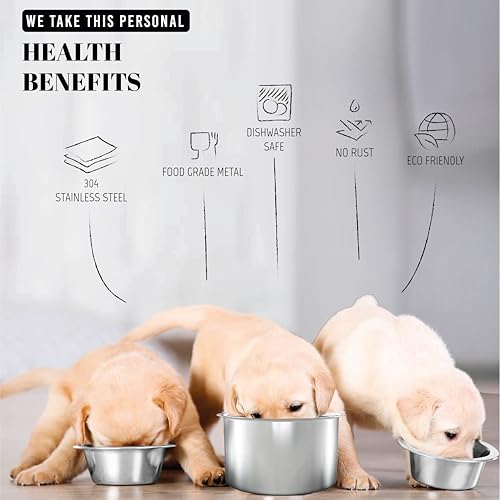 AVERYDAY 54oz Stainless Steel Dog Bowls Set, 2 Pack for Replacement Dogs Bowl Stand, 6.8 Cups Metal Dog Bowls, 8 Inch Medium Large Dogs Water Bowl for Raised Feeder with Opening 7.48-7.72" - size: Fit 7.48-7.72" Feeder Holes (6.8 Cups)