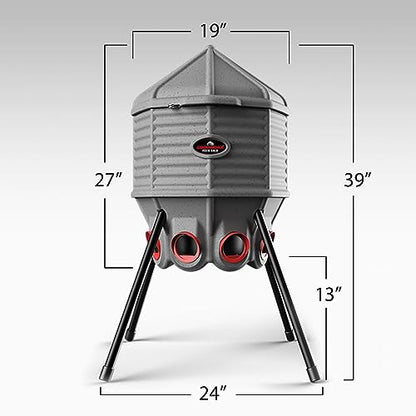 CoopWorx Poultry Feeder - 80 lb Capacity - Adjustable Height - UV Stable - Weather Resistant - 8 Feed Ports - Silo Shaped Design - Rust-Proof - Intended for Chickens/Ducks/Turkeys - Made in USA