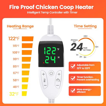 Heated Chicken Perch for Coop Thermo Heated Roosting Bar for Chickens Adjustable Temperature Heated Perch for Chicken Prevents Frozen Toes, Overheat Protection Chick Warm Coop Accessories
