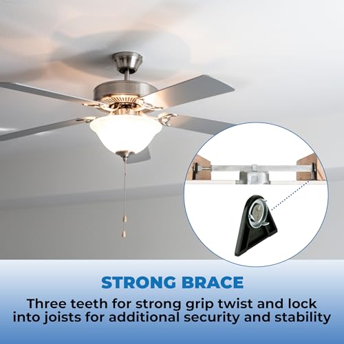 OHLECTRIC Saf-T-Brace For Ceiling Fans - Features 3 Teeth, Twist and Lock Design, 1.5" Heavy Duty Metal Electrical Box - Secure Installation For New, Remodel, Retrofit Application, Silver - size: Saf-T-Brace
