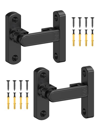 Adjustable Barn Door Locks, 90/180 Degree Sliding Door Latch, Protect Home Security Gate Latch for Bedroom, Barn, Cabinet, Garden, Fence (Black-2 Pcs) - color: Black-2 Pcs