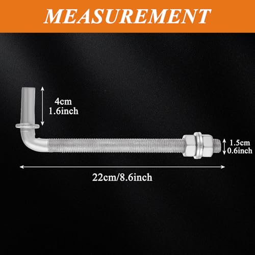 LANIAKEA 4PCS 8" J Bolt Gate Hinge J-Bolt Chain Link Fence Gate Hinge Heavy Duty Threaded Hinges for Cattle Corral Panels