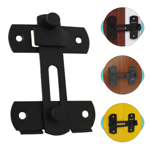 Alipis 2pcs Stainless Steel Door Latch Lock with Safety Security for Pet Cage and Barn Gate, Large Matte Black Heavy-Duty Door Buckle Suitable for Home and Outdoor Fence Use