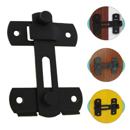 Alipis 2pcs Stainless Steel Door Latch Lock with Safety Security for Pet Cage and Barn Gate, Large Matte Black Heavy-Duty Door Buckle Suitable for Home and Outdoor Fence Use