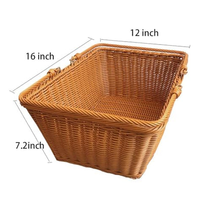 ANRUIDE 15.8"Poly Wicker storage Baskets,Handmade Woven Basket Harvest Basket Wicker Storage Basket for Picnic, Easter, Organizing, Gathering Vegetables(15.8" x 11.8") Brown