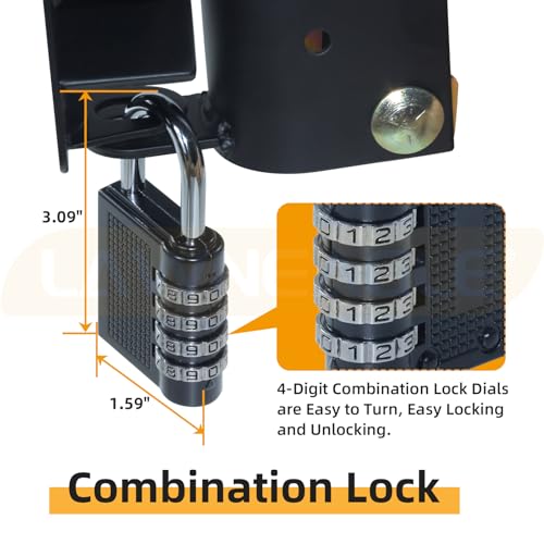 Small Two Way Gate Latch (3"x5") – Heavy Duty Cattle Gate Latch | Fits Metal Gates with 1-1/4" to 1-1/2" Tubes – Black 2-Way Latch with 4-Digit Combination Lock, Ideal for Farms & Pastures - color: 1 Pack Black Two-Way Gate Latch