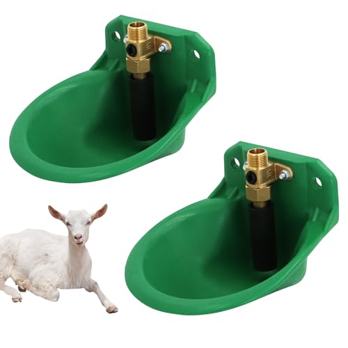 2PCS Automatic Goat Waterer Bowl with Brass Water Valve Plastic Water Trough Livestock Sink Cup Suitable for Goat Sheep Calf Pig Dog Breeding