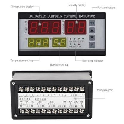 Multifunctional Automatic Incubator Thermostat Temperature Humidity Controller for Eggs Black
