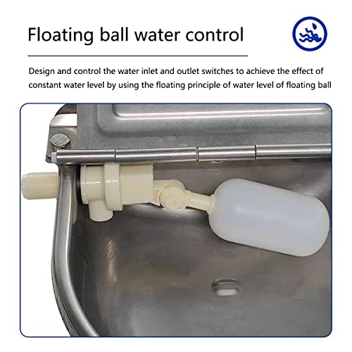 Stainless Steel Water Trough, Automatic Waterer Cattle Water Bowls, Float Ball Valve Water Trough, for Horse Dog Cattle Goat Sheep Pig