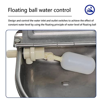 Stainless Steel Water Trough, Automatic Waterer Cattle Water Bowls, Float Ball Valve Water Trough, for Horse Dog Cattle Goat Sheep Pig