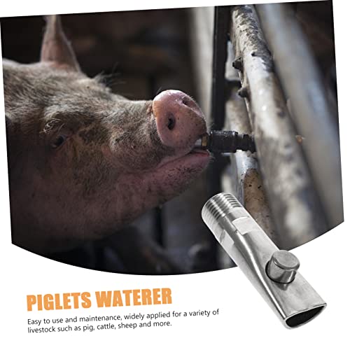 BESPORTBLE 5pcs Stainless Steel Automatic Pig Waterer with Nipple Drinkers for Piglets Livestock Leak Water Feeder Saving Water and Labor for Farm Animals