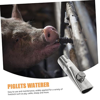BESPORTBLE 5pcs Stainless Steel Automatic Pig Waterer with Nipple Drinkers for Piglets Livestock Leak Water Feeder Saving Water and Labor for Farm Animals