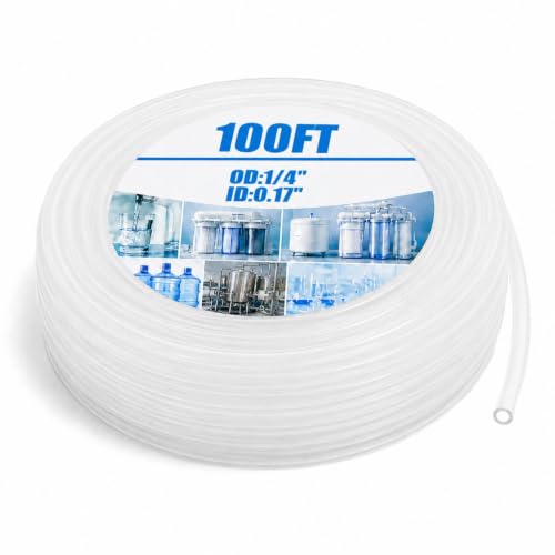 Nuanchu 100ft Polyethylene Tubing, 1/4" Od, 0.170" Id, 0.040" Wall Polyethylene Tubing Food Grade White Translucent Hose for Water, Beverage Pump, Homebrew, Brewing - size: 1/4" OD, 0.170" ID, 0.040" Wall