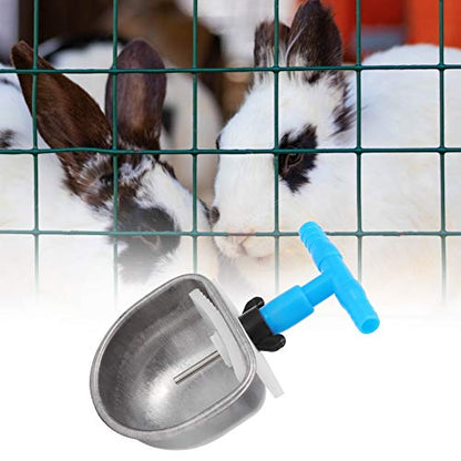 Akozon 5Pcs Stainless Steel Automatic Drinker Nipple Waterer with Small Bowl Tee Connector, Proof Farm Accessory Compatible Standard PVC Tubing - size: #11