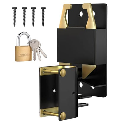 JIAHOO 2 Way Farm Gate Latch, Heavy Duty Gate Latches for Metal Tube Gates, Two-Way Livestock Gate Latch Hardware for Cattle Gate Horse Corrals, Ranches, Pastures, Cages, with Brass Padlock & 3 Keys - style: Farm Gate Latch & Padlock