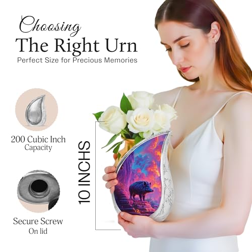 Large Pig Urn for Human Ashes Adult - 10 Inch, 5 Combo Purple Cloud Cremation Ashes Container - 4 Memorial Keepsake Urn for Mom and Dad - Burial Urns Cremated Remains - color: Pig Teardrop Urn - 9