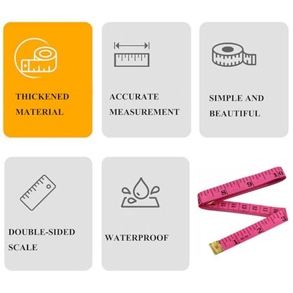 2pcs Soft Tape Measure Double Scale Measuring Tape Body Sewing Flexible Tailor Craft Vinyl Ruler for Weight Loss Medical Body Measurement, Has Centimetre Scale on Reverse Side 60-inch Pink - color: 2pcs Pink-60 inch