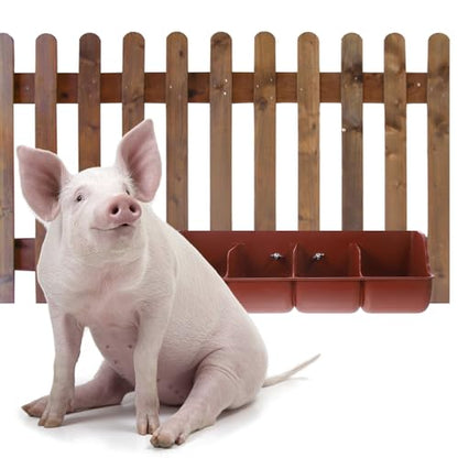 SEWACC Plastic Pig Feeder, 4-Compartment Pig Feeding Trough for Farm Livestock, Sturdy Polypropylene Piglet Manger for Grain and Water, 18 Inch Feeding Groove