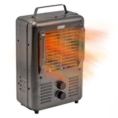 EZ-HEAT 1,500-Watt Portable Milkhouse Style Utility Space Heater with Adjustable Thermostat, Overheat Protection, and Safety Tip-Over Switch, Speckled Gloss, MTFH-01C - color: Gloss Black