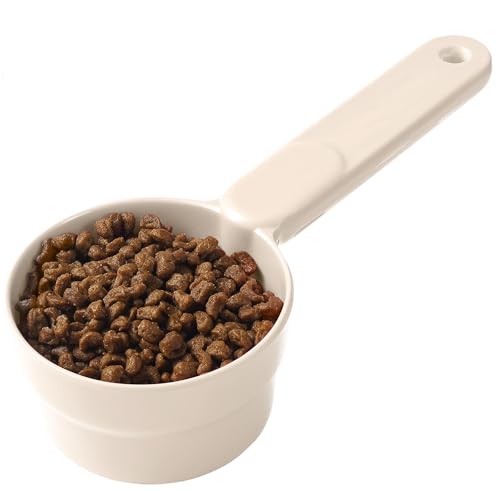 Joyinjojo Dog Food Scoop 1 Cup 1/2 Cup - Melamine Dog Food Measuring Cup, Pet Food Scoop for Dog Cat...Comfortable Long Handle for Easy to Scoop Food, White 1 Cup - color: White, size: 1 Cup