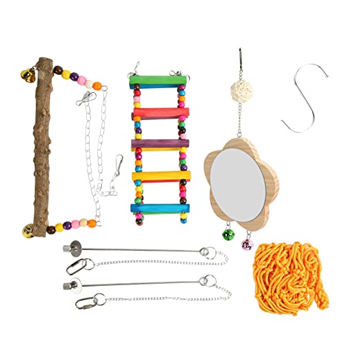 Chicken Mirror Toys Hanging Swing, Colorful Handcrafted Wooden and Stainless Steel for Chicks Hens Roosters - Durable Feeder, Safe Outdoor Toy, Coop Accessories