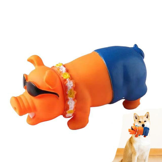 Pig Dog Toy Squeaky Toy for Playful Pups, Orange Swimming Pig