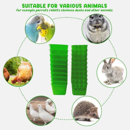 20 Pcs Chicken Coop Feeder Water Cup,16 oz Cage Cups Chicken Feeder Waterer, Cage Cups Birds Hanging Feeders, Chicken Feeder Water Bowl for Parakeet Poultry Pigeon Bunny Wire Cage (Green, 16oz) - color: Green, size: 16oz