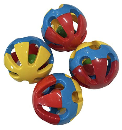 Rattle Balls 4 Pack for Dogs, Pigs, Rabbits, and Other Pets (Red Blue Yellow) - You Can Add Apples, Lettuce, or Small Dog Bones in The Holes - color: Red Blue Yellow