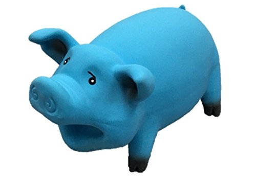 Latex Smiling Pig Design Dog Toy (Blue) - color: blule