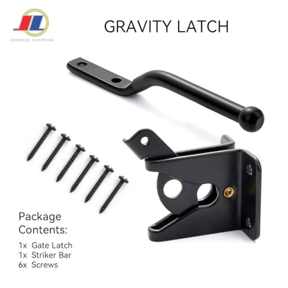 Small Black Gate Latch, Self-Locking Gravity Latch for Metal Gates & Wooden Fences, Heavy Duty Outdoor Fence Lock with Latch Lock, Easy Install Hardware for Garden, Yard, Pet Gate - size: Lightweight door