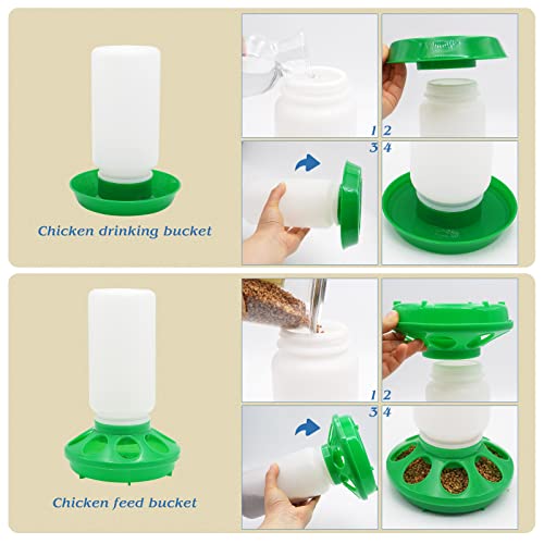 2-in-1 Chick Starter Set, 0.3Gal Chick Feeder and Waterer Kit for Baby Chicken Duck Brooder Duck Feeder Quail Feeder Chicken Feeder and Waterer Set - color: Green