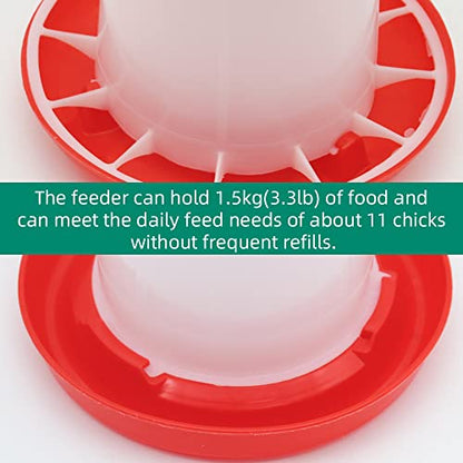 Chicken Feeder and Waterer Kit -1.5KG Poultry Chick Feeder and 1.5L Chicken Waterer with 2pcs “S” Hooks,Plastic Hanging Poultry Quail Feeder and Waterer Set for Coop