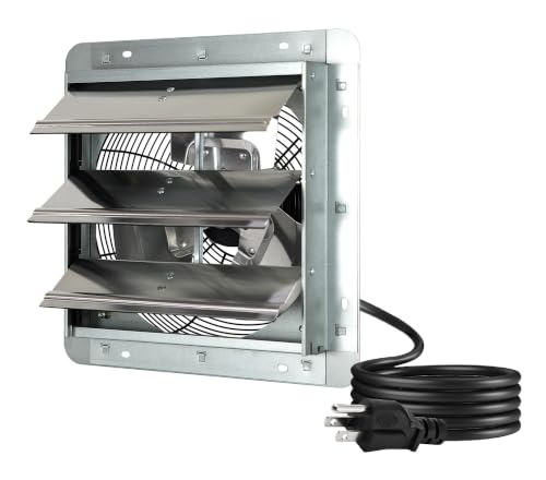 iLiving New Upgraded 10" Wall Mounted Exhaust Fan - Automatic Shutter - Variable Speed - Vent Fan For Home Attic, Shed, or Garage Ventilation, 65 Watts, 820 CFM, 1200 SQF Coverage Area - style: Fan Only