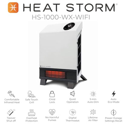 Heat Storm Wave Floor to Wall Infrared Space Heater with Attachable Feet, Remote Control, Built in Thermostat, 500-1000 Watts, 13x4x17 in, With Feet - color: With Feet