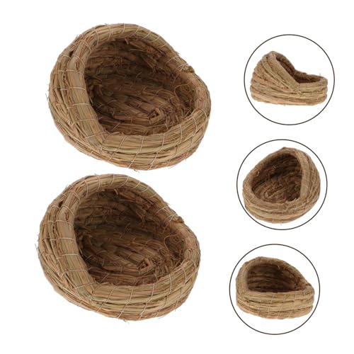 Outanaya 2pcs Chicken Coop Straw Woven Nesting Boxes Laying Pad Private Sleeping Bed for Chickens