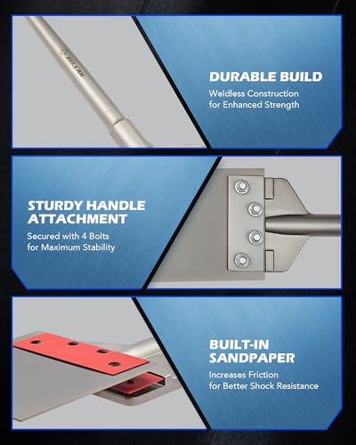 ZELCAN SDS Max Floor Scraper, 6 in. Heavy Duty Thinset Removal Tool with Extra Long Handle, Weldless SDS Max Chisel Bit with 4 Spare Bolts for Ceramic Tiles Hardwood Linoleum Epoxy Carpet